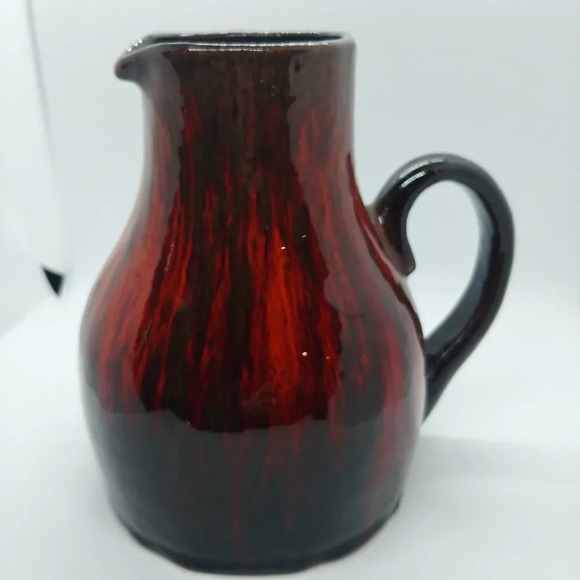 Red/Orange/Black Drip Glaze  Water/Juice Pitcher - Picture 2 of 8